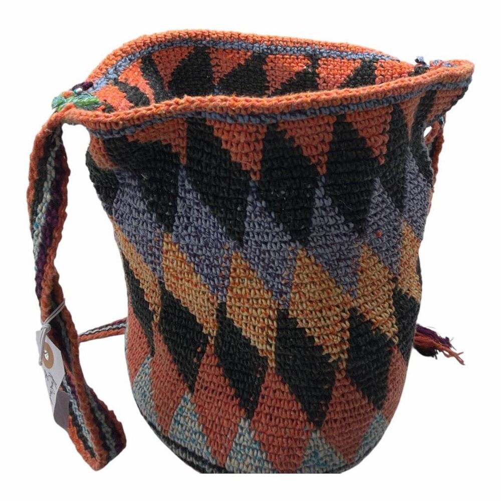 Brand New Handmade Weave Knit Basket Bag Multicolor - Picture 3 of 4